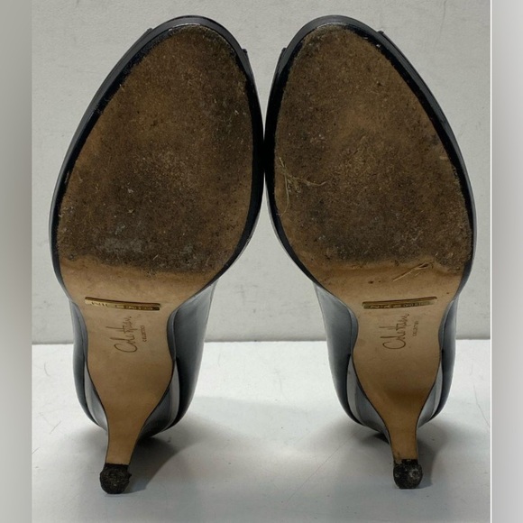 π 1 hour sale. Cole Haan, 7.5, Black Patent Leather Peep Toe Heels - Picture 5 of 11